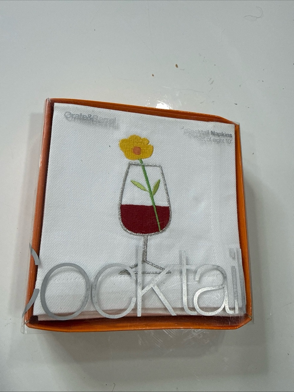 Berries Cocktail Napkins, Set of 8, Crate and Barrel, Cotton, New in Box